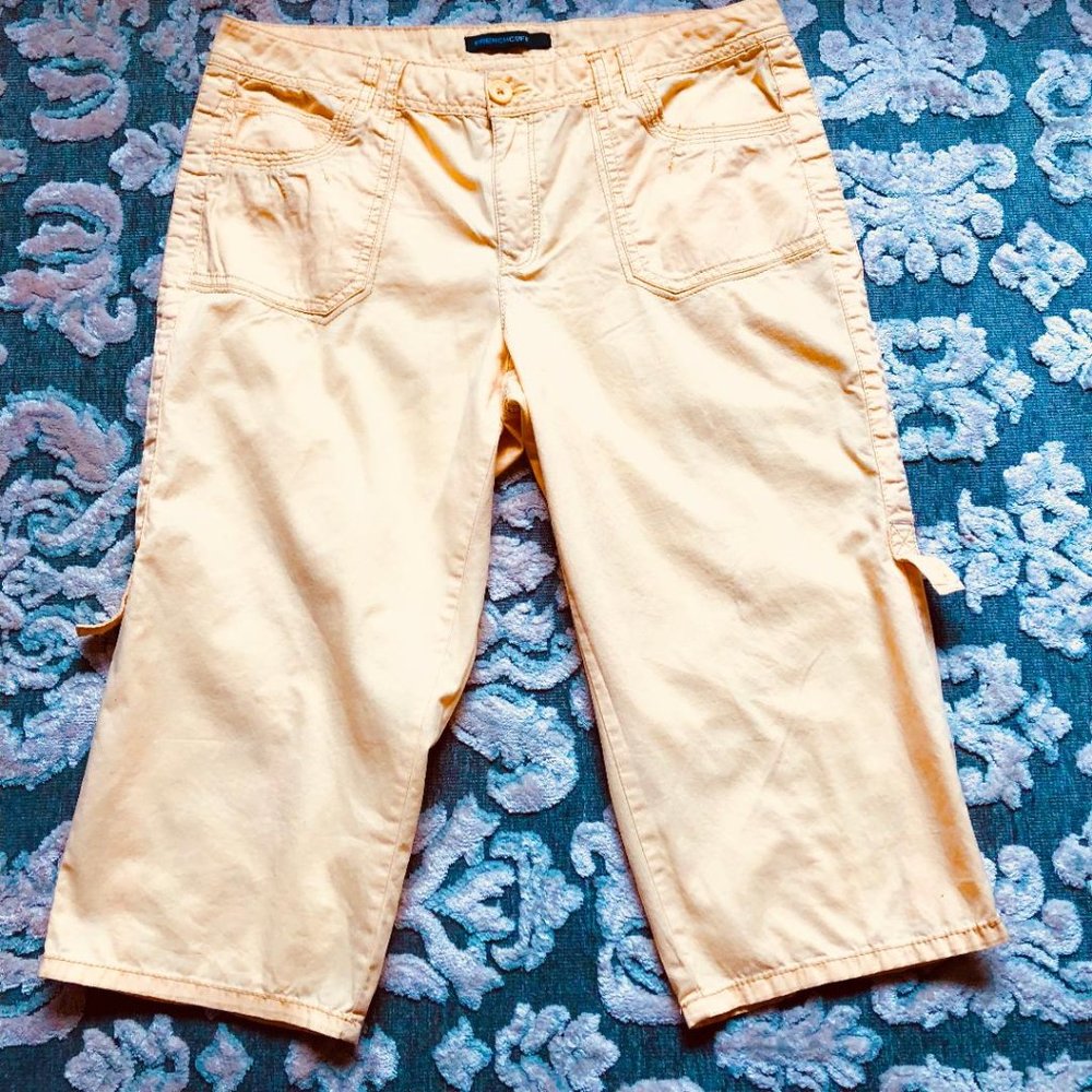 French Cuff, Pale Yellow, Capris, Size 10